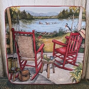 Certified‎ International Susan Winget Lake Retreat Canape Plate Square NEW #3